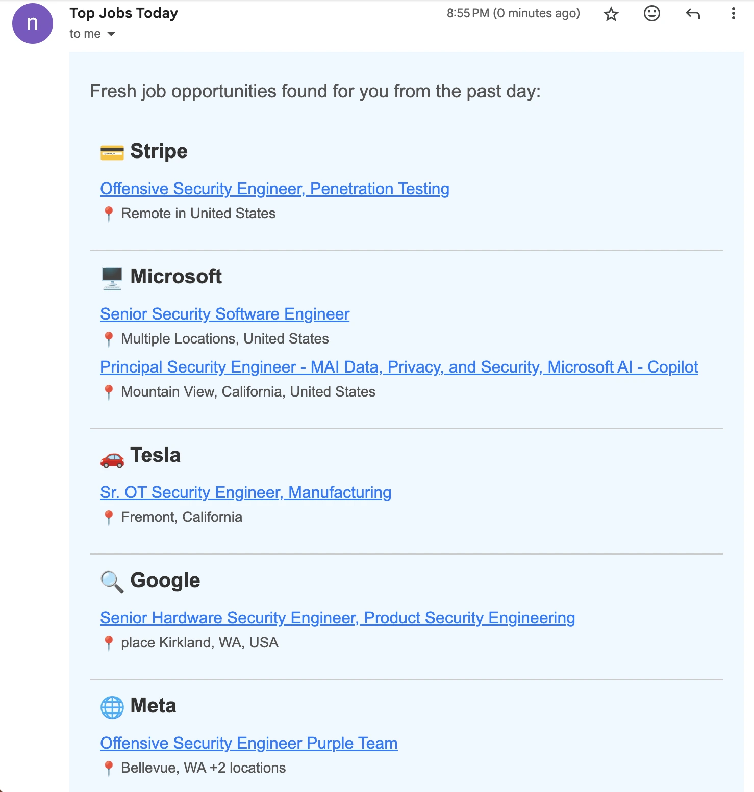 Example of remote Security email