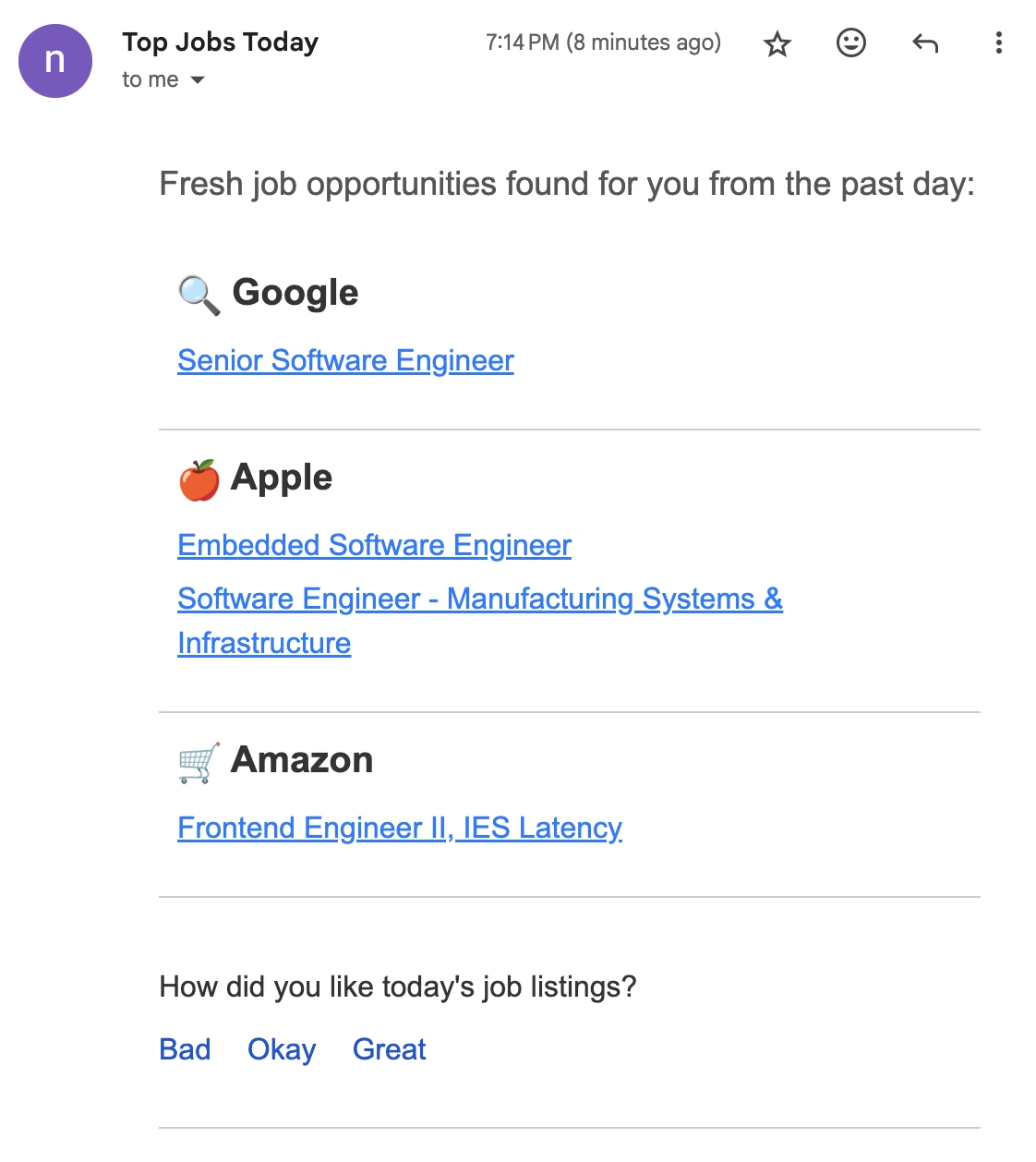 Example of FAANG jobs in Poland email